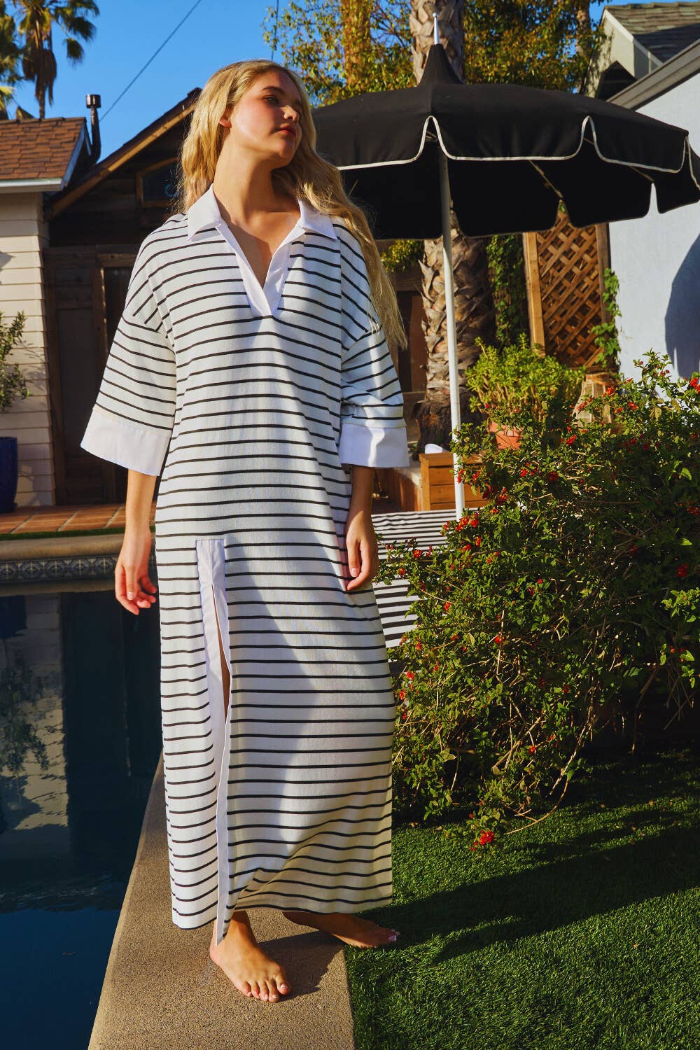 Stripe Print Rugby Midi Dress