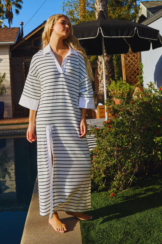 Stripe Print Rugby Midi Dress