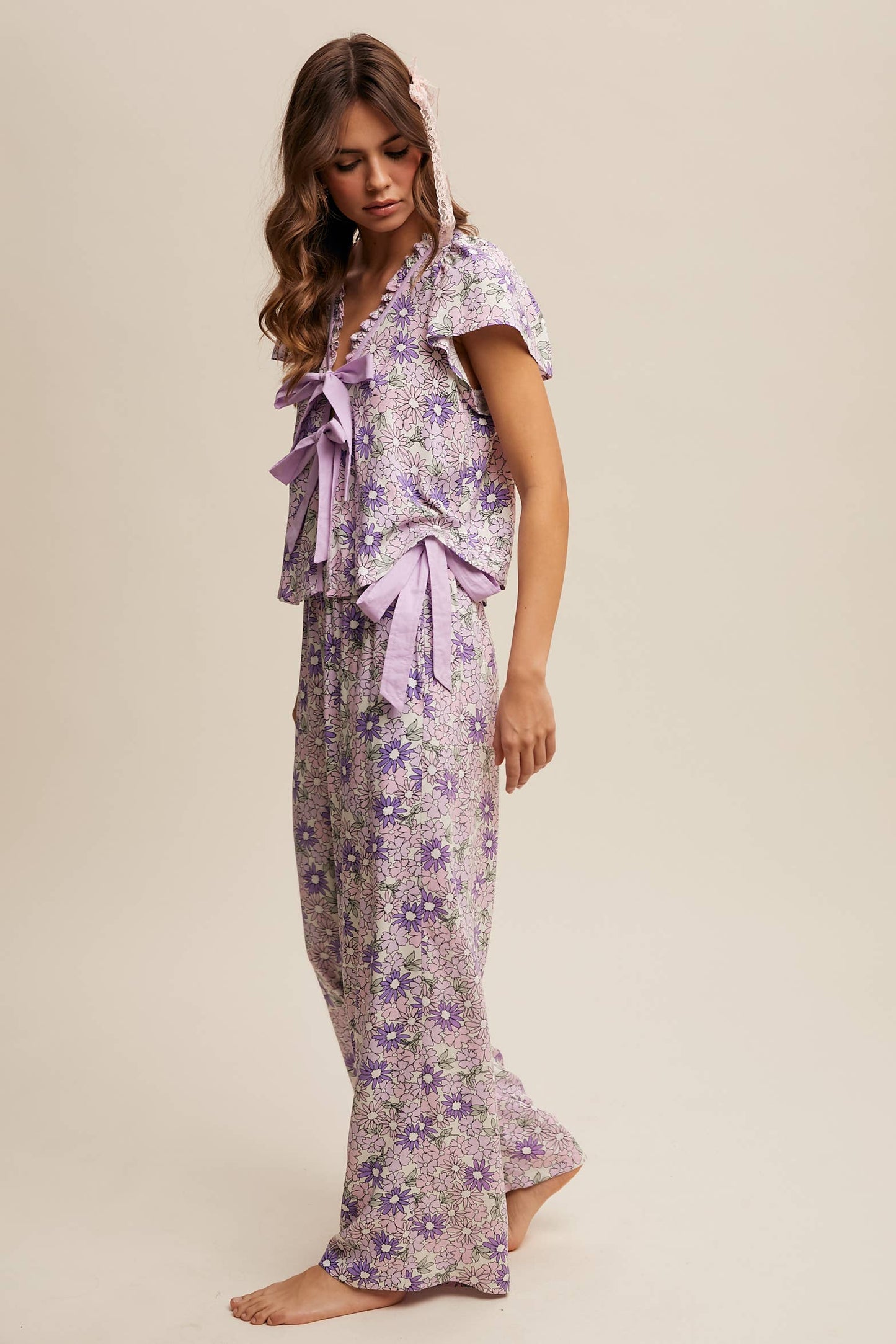 Lavender Floral Top and Pant Set