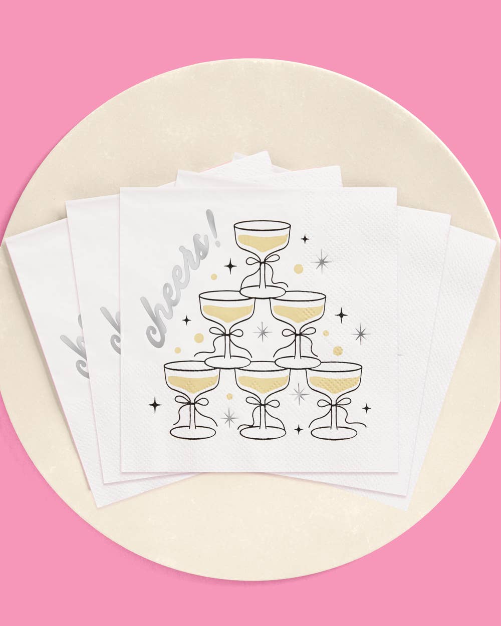 Gold Cheers Coupe Napkins | gold foil, party, celebration