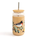 Load image into Gallery viewer, Hand-Painted Birds 16 oz. Glass Cup with Bamboo Lid and Stainless Steel Straw
