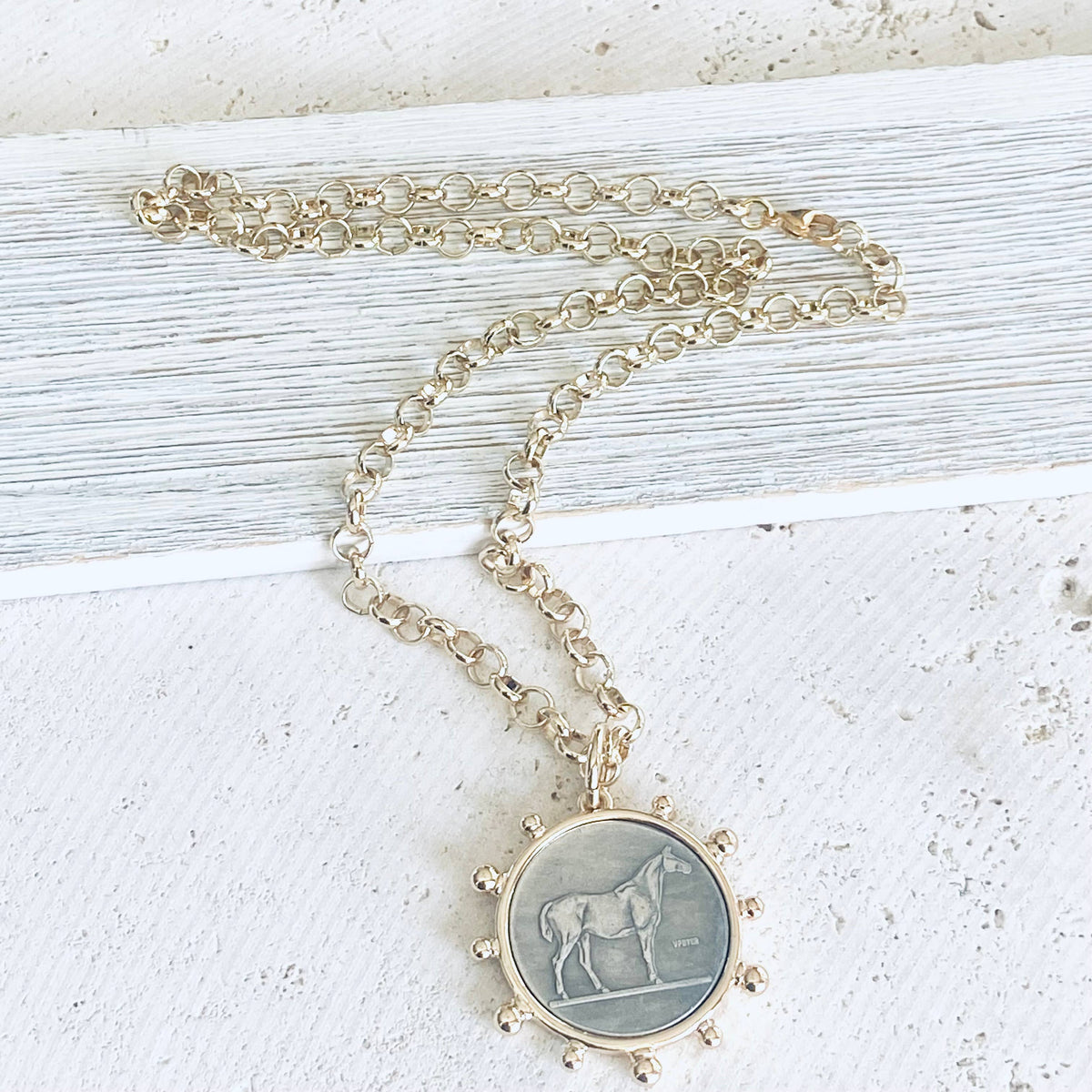 Legacy Horse Coin Pendant Gold Plated Necklace