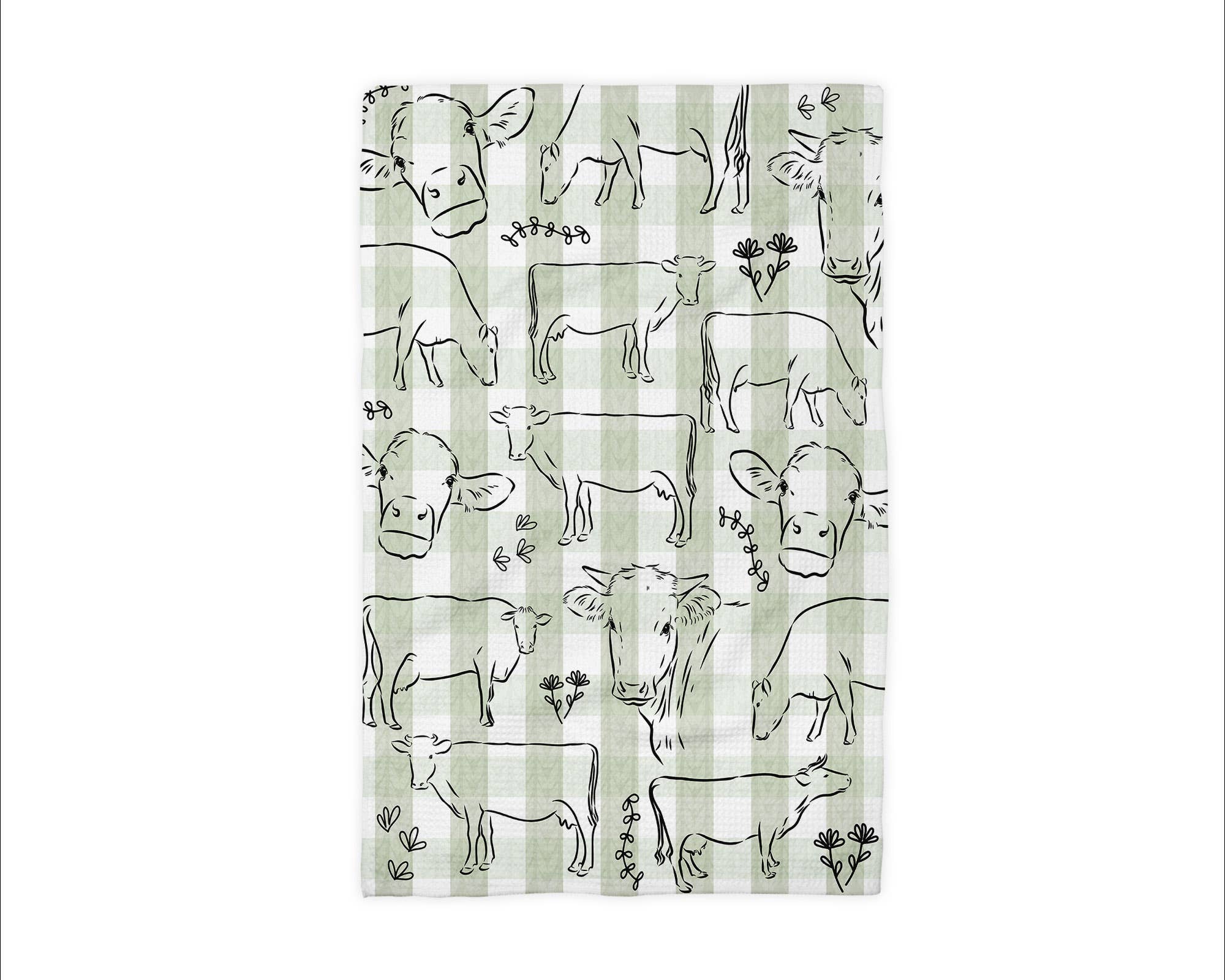 Cow Dairy Farmhouse Rustic Homestead Kitchen Towel Waffle