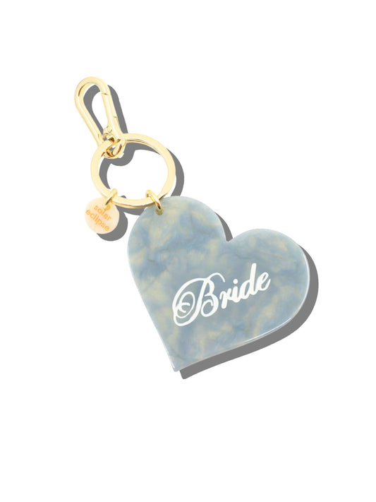Hand-painted Bride Heart Bag Charm + Keychain | Eco-Friendly