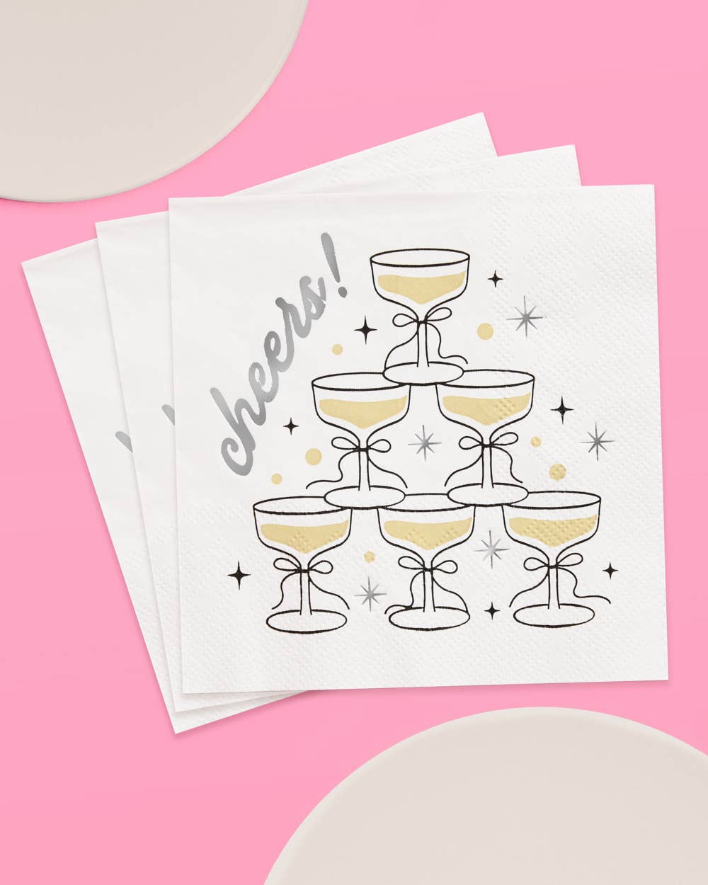 Gold Cheers Coupe Napkins | gold foil, party, celebration