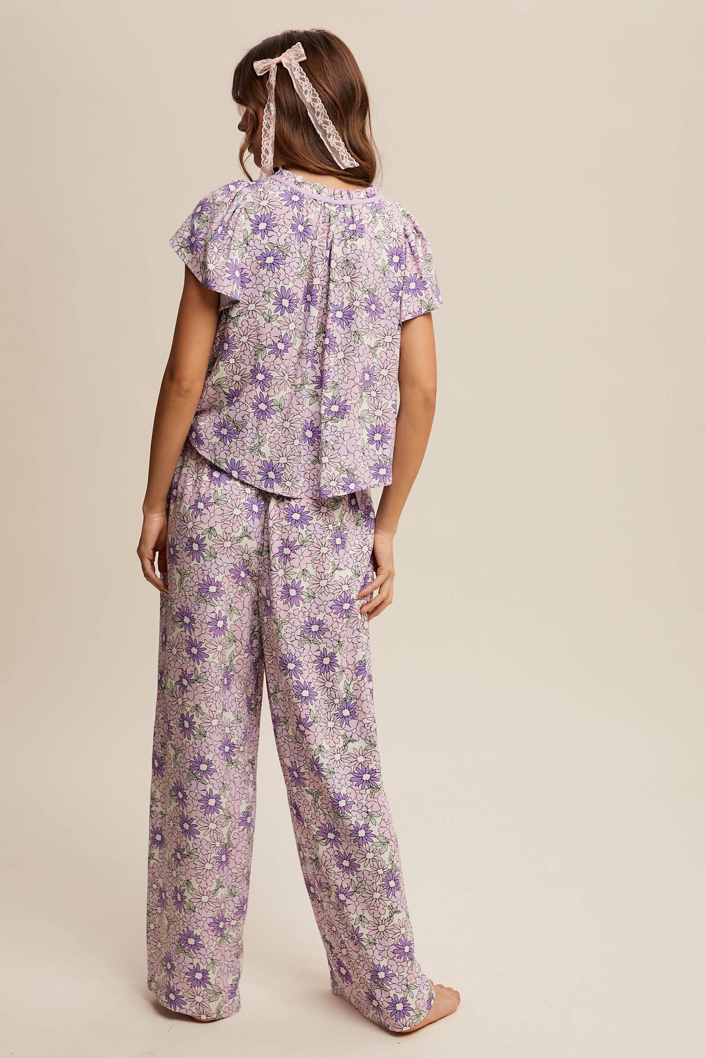 Lavender Floral Top and Pant Set