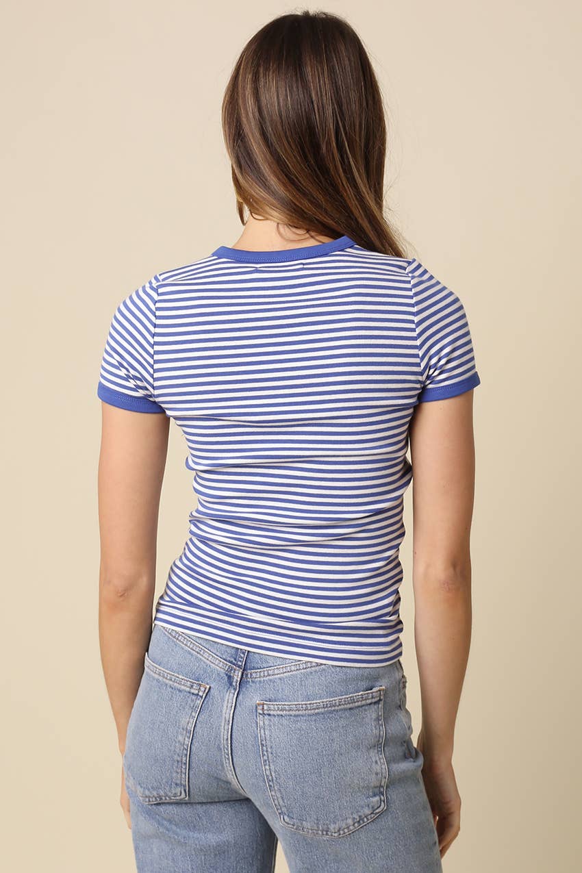Olivia Striped Contrast Baby Tee