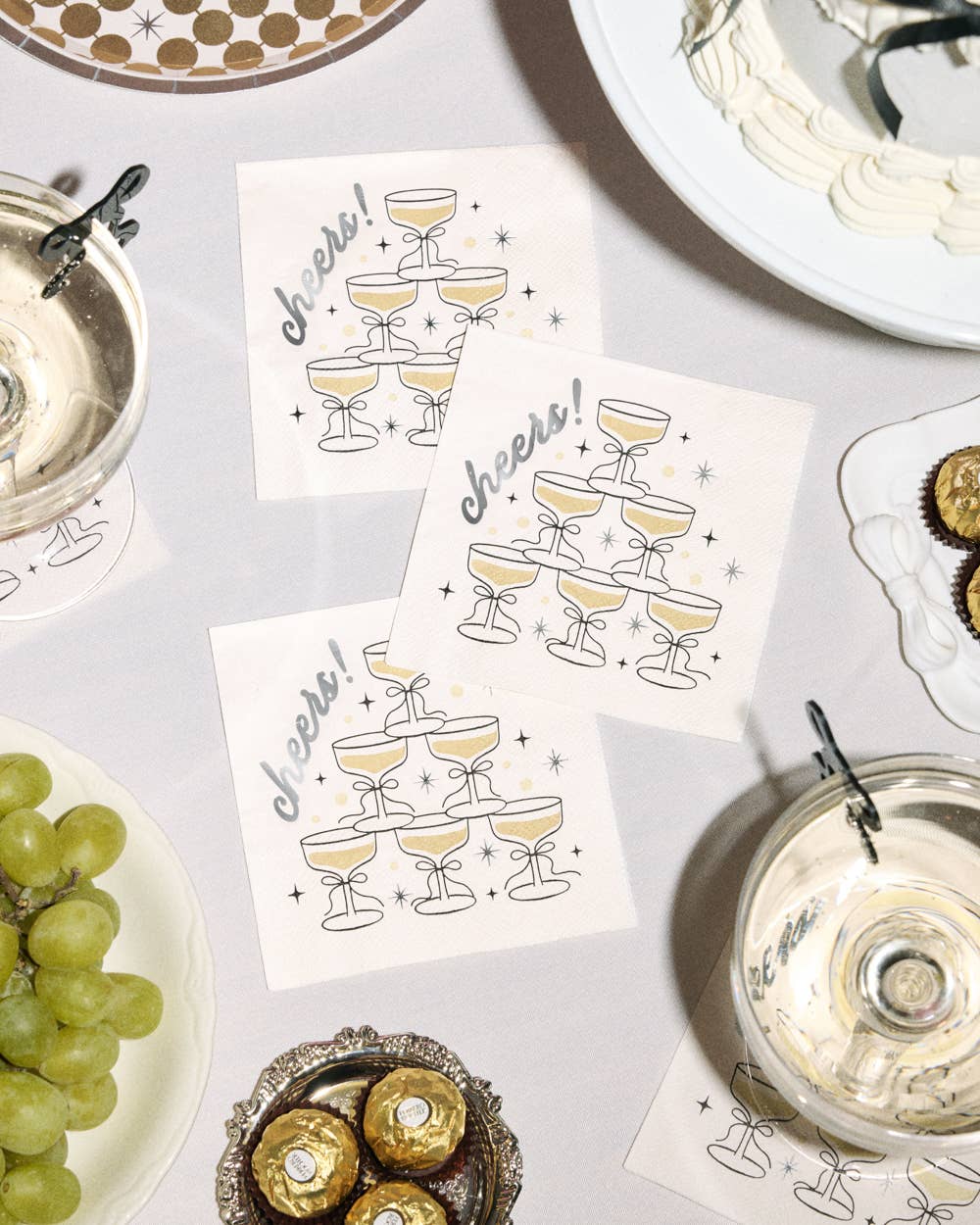 Gold Cheers Coupe Napkins | gold foil, party, celebration