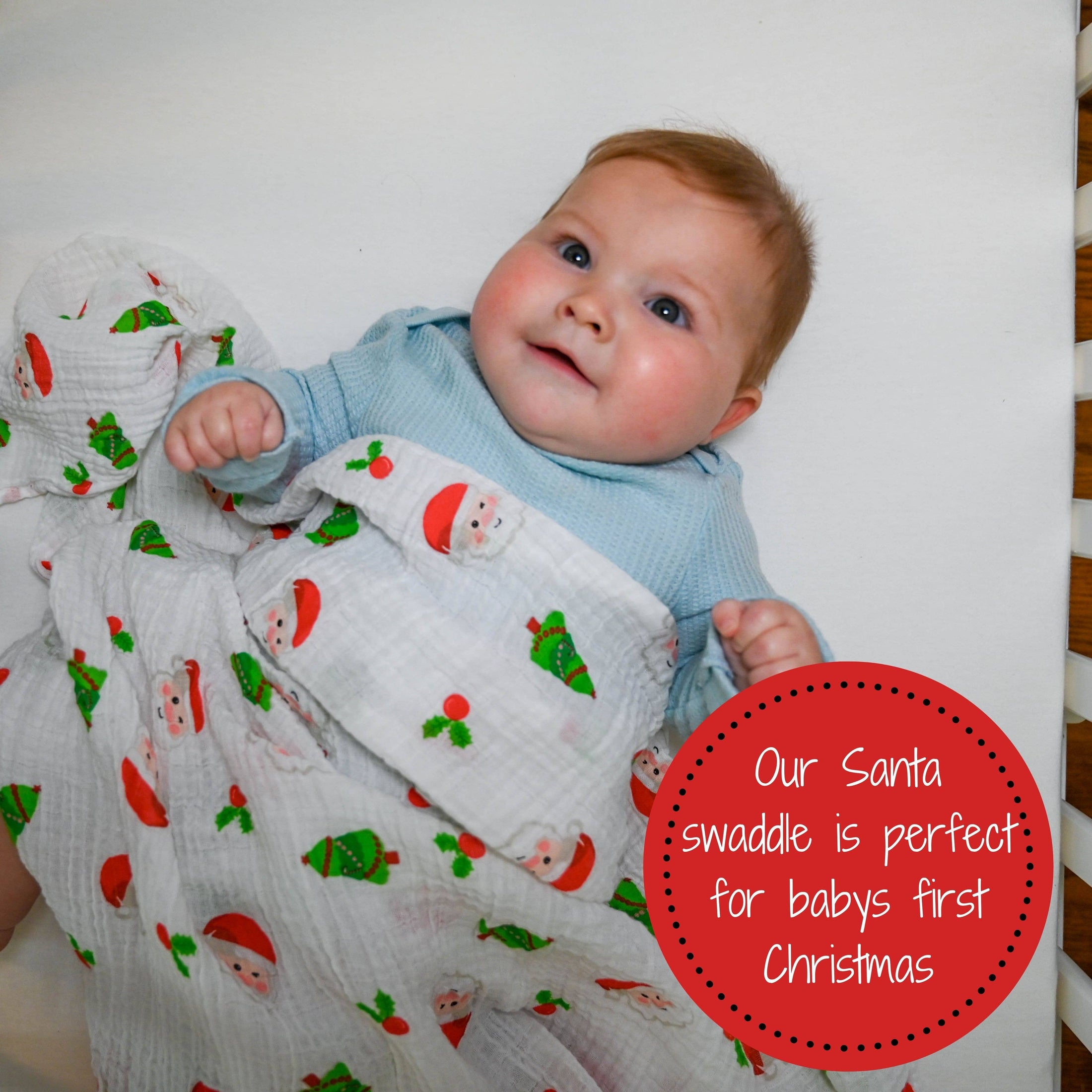 Santa & Christmas Trees Cotton Muslin Swaddle Blanket