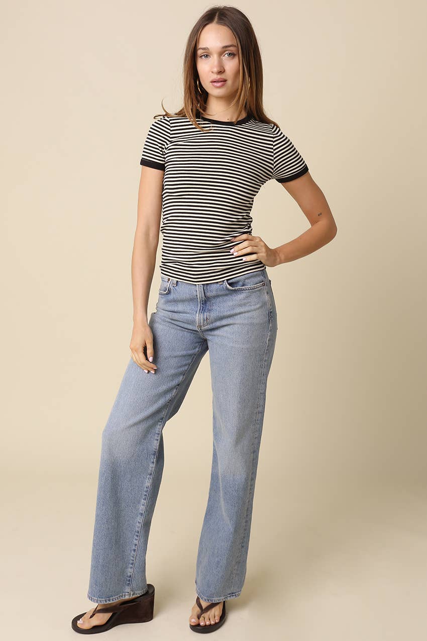 Olivia Striped Contrast Baby Tee