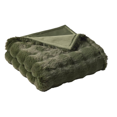 Green Bubble Faux Fur Ultra Soft Luxury Oversize Throw Blanket 50" x 72"