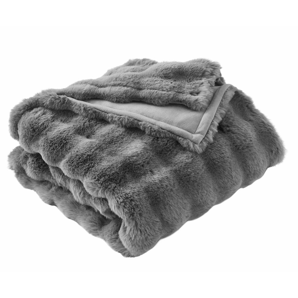 Grey Bubble Faux Fur Ultra Soft Luxury Oversize Throw Blanket 50" x 72"