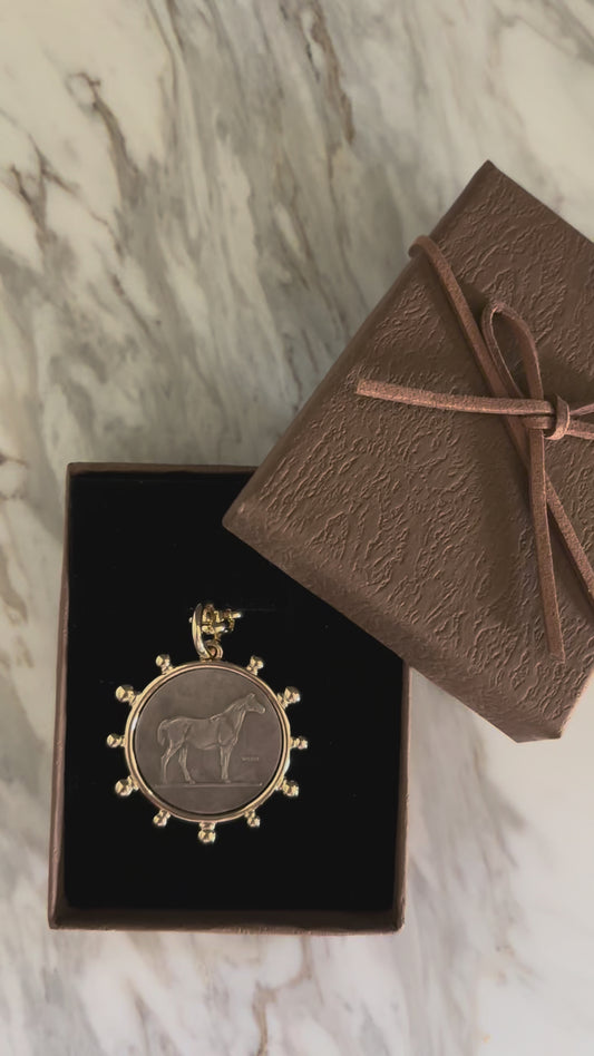 Legacy Horse Coin Pendant Gold Plated Necklace