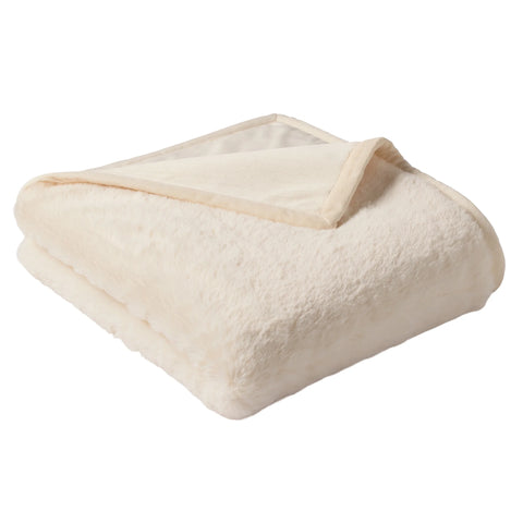 Ivory Faux Fur Ultra Soft Luxury Oversize Throw Blanket 50" x 72", Vanilla