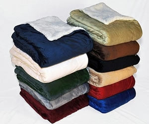 BB Signature Sherpa Mink Fleece Blanket - Khaki