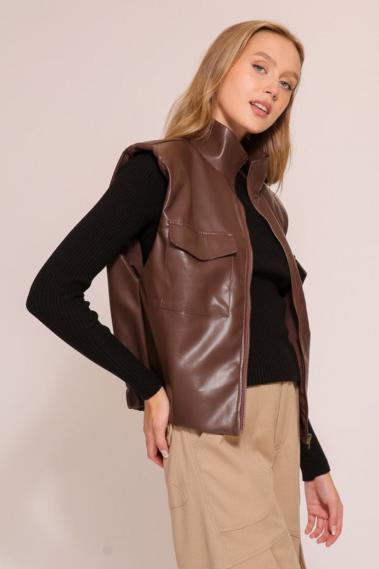 Rancher Zip Faux Leather Vest
