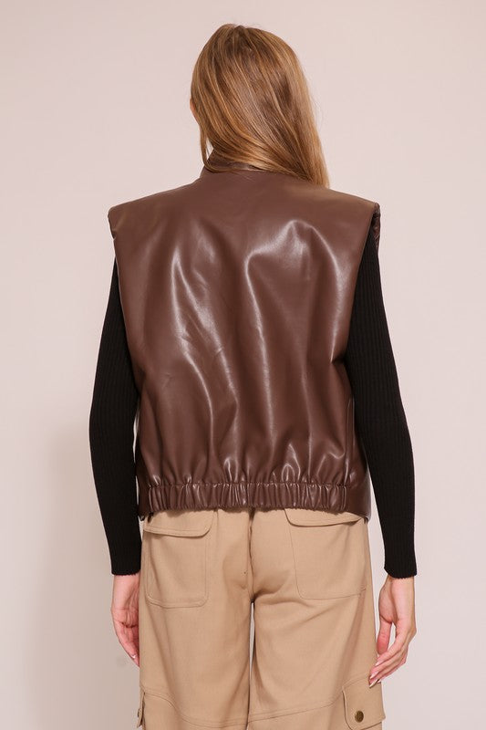 Rancher Zip Faux Leather Vest