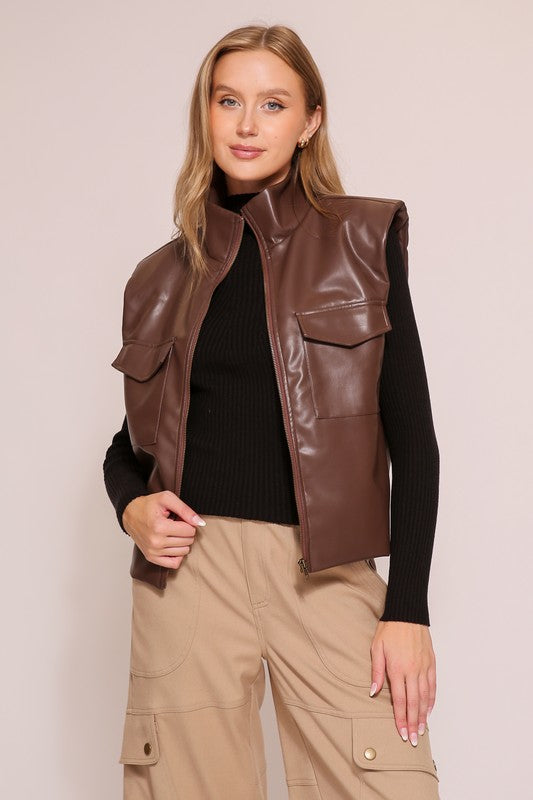 Rancher Zip Faux Leather Vest